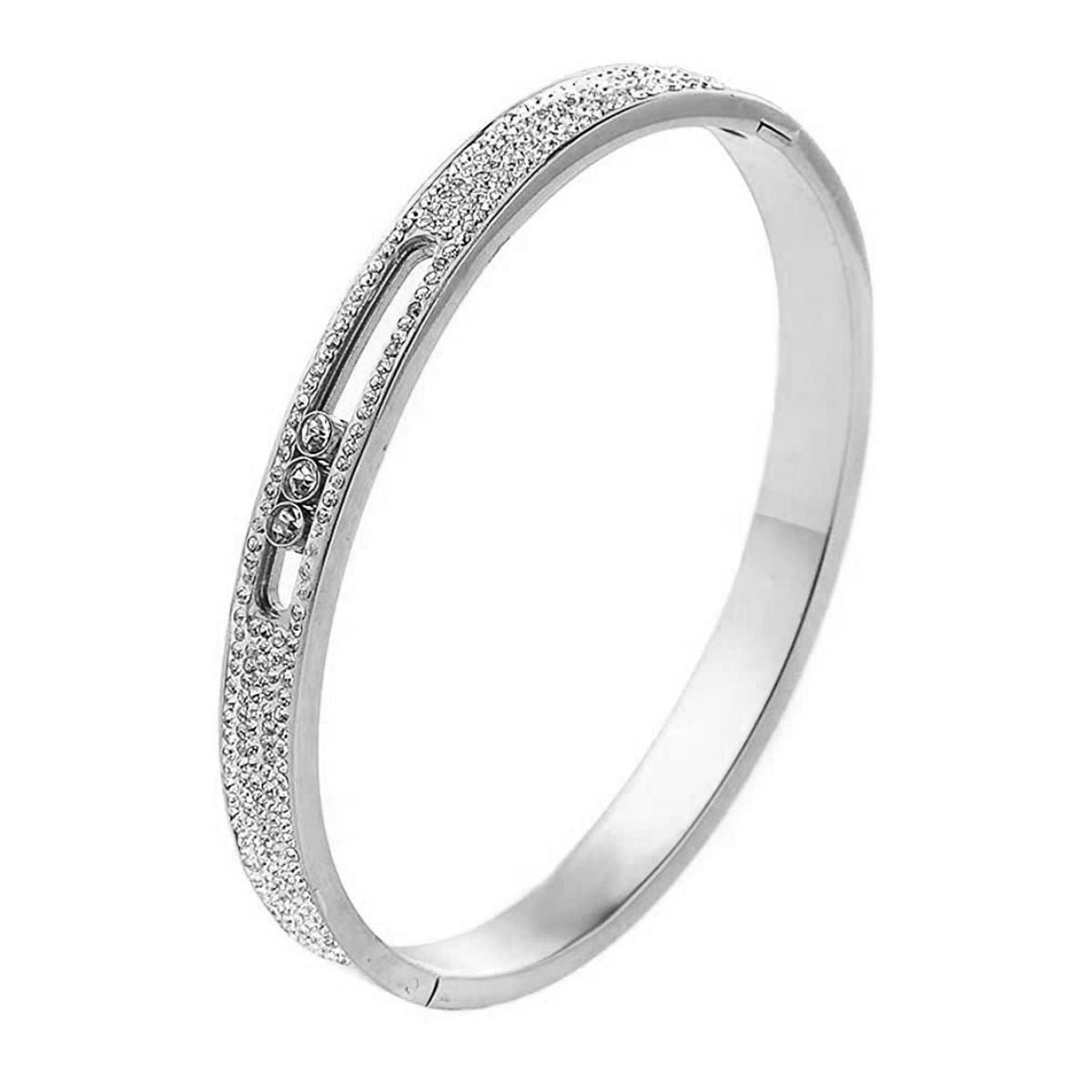 Dancing Zircons 18K Gold Stainless Steel Openable Kada Bangle Bulk