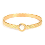 Mother of Pearl Etch Work 18K Gold Stainless Steel Openable Kada Bangle for Women