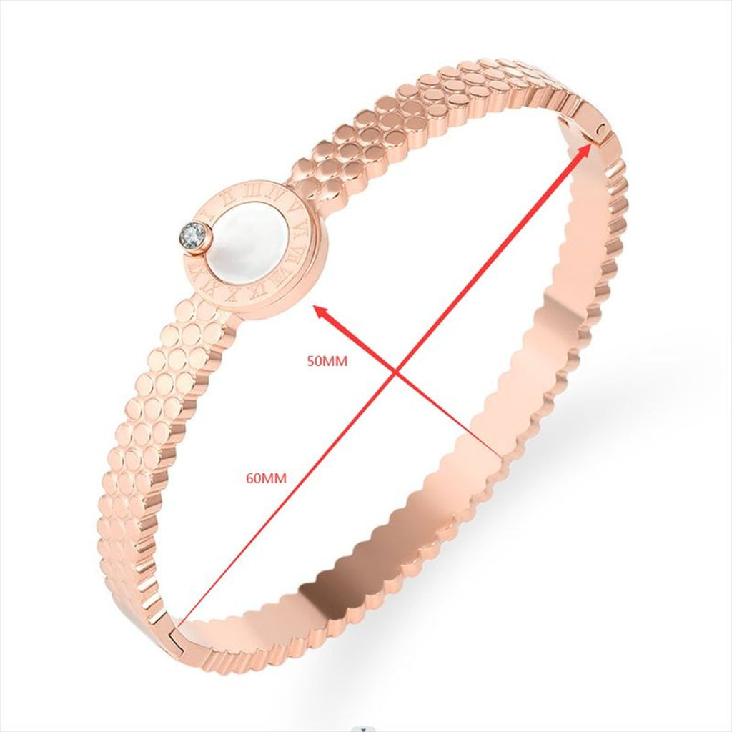 Mother of Pearl Etch Work 18K Gold Stainless Steel Openable Kada Bangle for Women