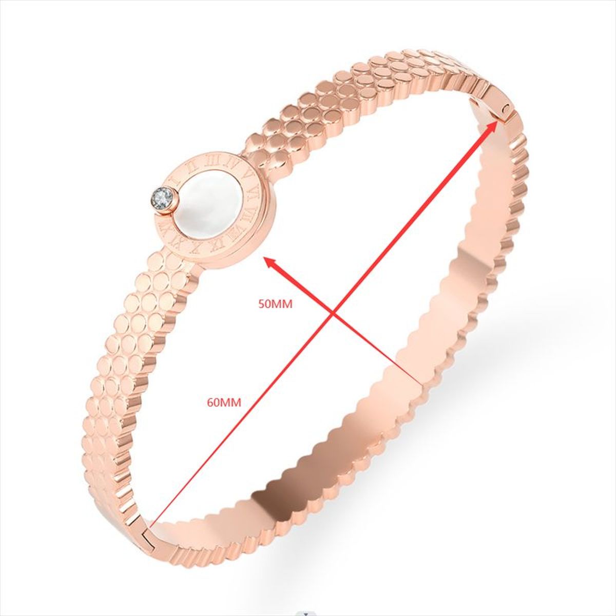 Mother of Pearl Etch Work 18K Gold Stainless Steel Openable Kada Bangle for Women