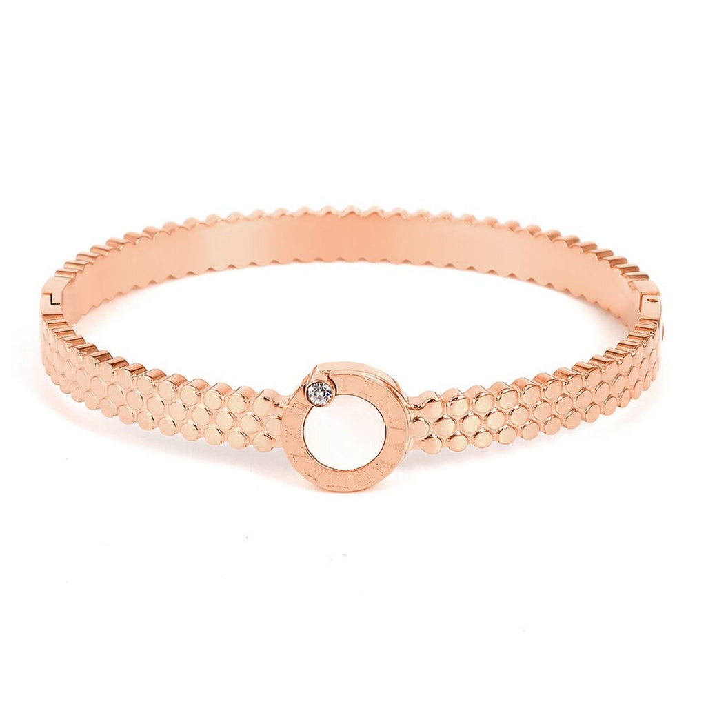 Mother of Pearl Etch Work 18K Gold Stainless Steel Openable Kada Bangle for Women