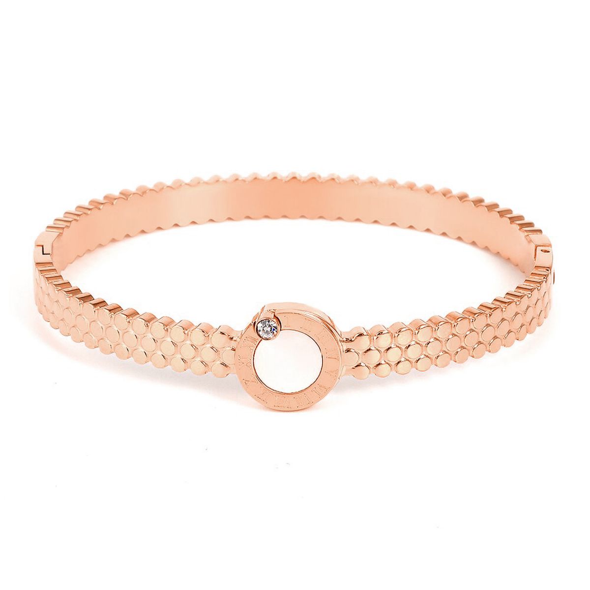 Mother of Pearl Etch Work 18K Gold Stainless Steel Openable Kada Bangle for Women