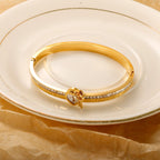 Love Lock CZ 18K Gold Stainless Steel Openable Kada Bangle Bulk