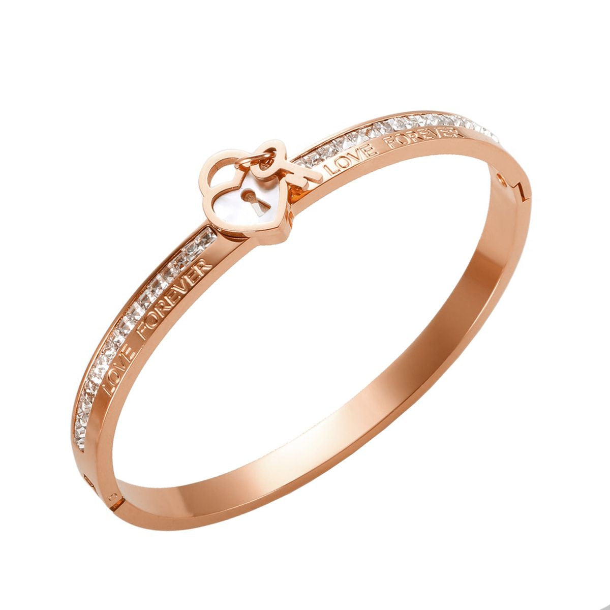 Love Lock CZ 18K Gold Stainless Steel Openable Kada Bangle Bulk