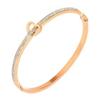 Love Heart CZ 18K Rose Gold Stainless Steel Openable Kada Bangle Bulk