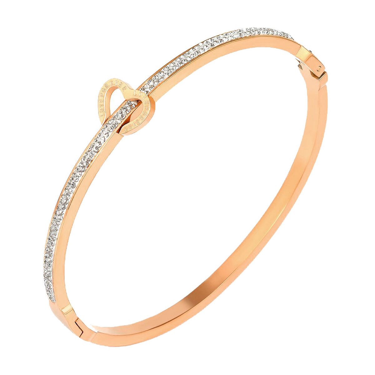 Love Heart CZ 18K Rose Gold Stainless Steel Openable Kada Bangle Bulk