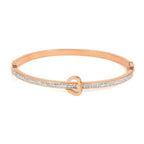 Love Heart CZ 18K Rose Gold Stainless Steel Openable Kada Bangle Bulk