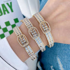 Belt Buckle Cubic Zirconia 18K Gold Copper Openable Kada Bangle Bulk