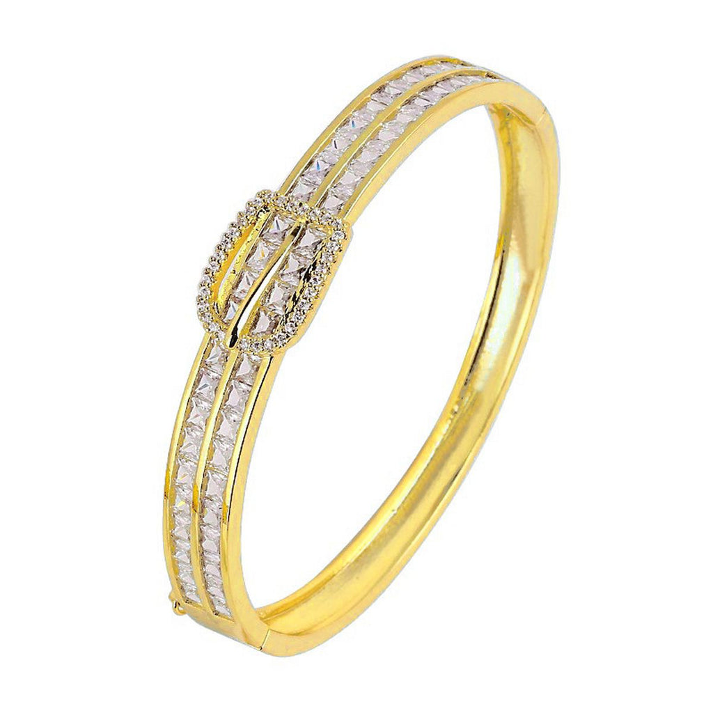 Belt Buckle Cubic Zirconia 18K Gold Copper Openable Kada Bangle Bulk