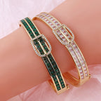 Belt Buckle Cubic Zirconia 18K Gold Copper Openable Kada Bangle Bulk