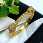 Dual Panther Screw Cubic Zirconia 18K Gold Openable Kada Bangle Bulk