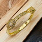 Dual Panther Screw Cubic Zirconia 18K Gold Openable Kada Bangle Bulk