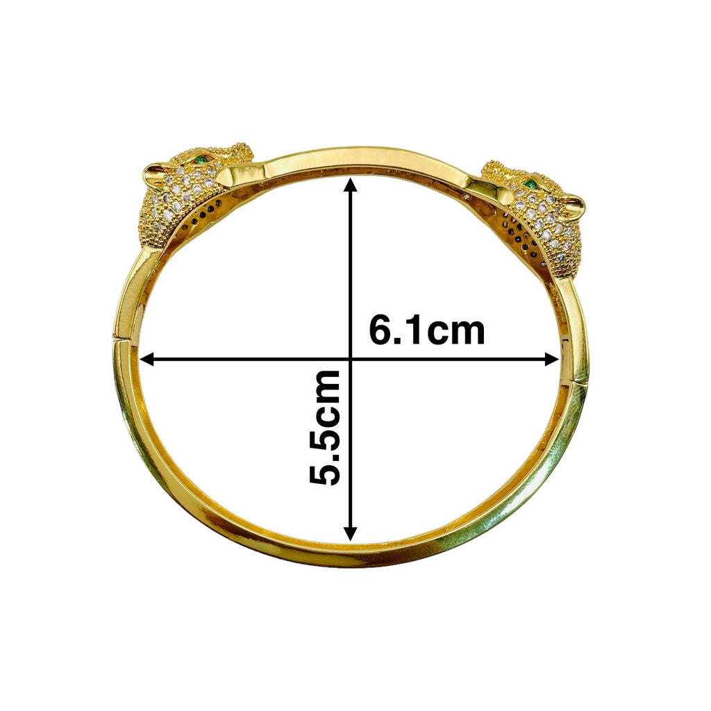 Dual Panther Screw Cubic Zirconia 18K Gold Openable Kada Bangle Bulk
