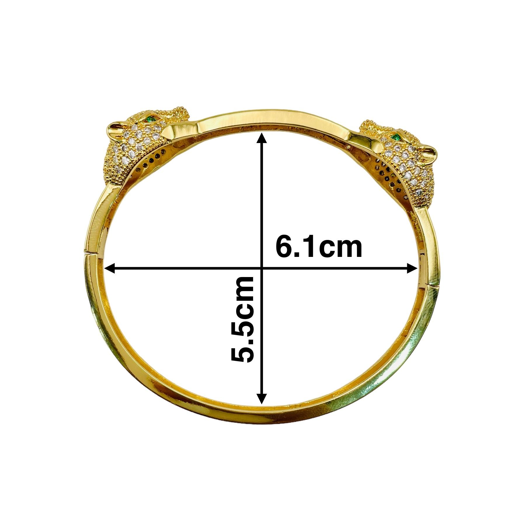 Dual Panther Screw Cubic Zirconia 18K Gold Openable Kada Bangle Bulk