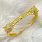 Dual Panther Screw Cubic Zirconia 18K Gold Openable Kada Bangle Bulk