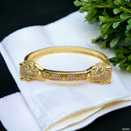 Dual Panther Screw Cubic Zirconia 18K Gold Openable Kada Bangle Bulk