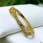 Dual Panther Screw Cubic Zirconia 18K Gold Openable Kada Bangle Bulk