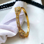 Dual Panther Screw Cubic Zirconia 18K Gold Openable Kada Bangle Bulk
