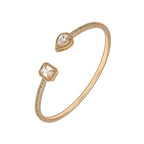 Emerald Drop Cubic Zirconia 18K Gold Copper Open Cuff Bangle Bulk