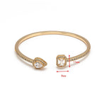 Emerald Drop Cubic Zirconia 18K Gold Copper Open Cuff Bangle Bulk