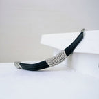 3 Layers Stainless Steel Silver Customized Personalised Laser Engraved Leather Wrist Band ID Bracelet Men