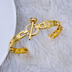 Link Nail Screw 18K Gold CZ Anti Tarnish Copper Cuff Kada Bangle Bulk