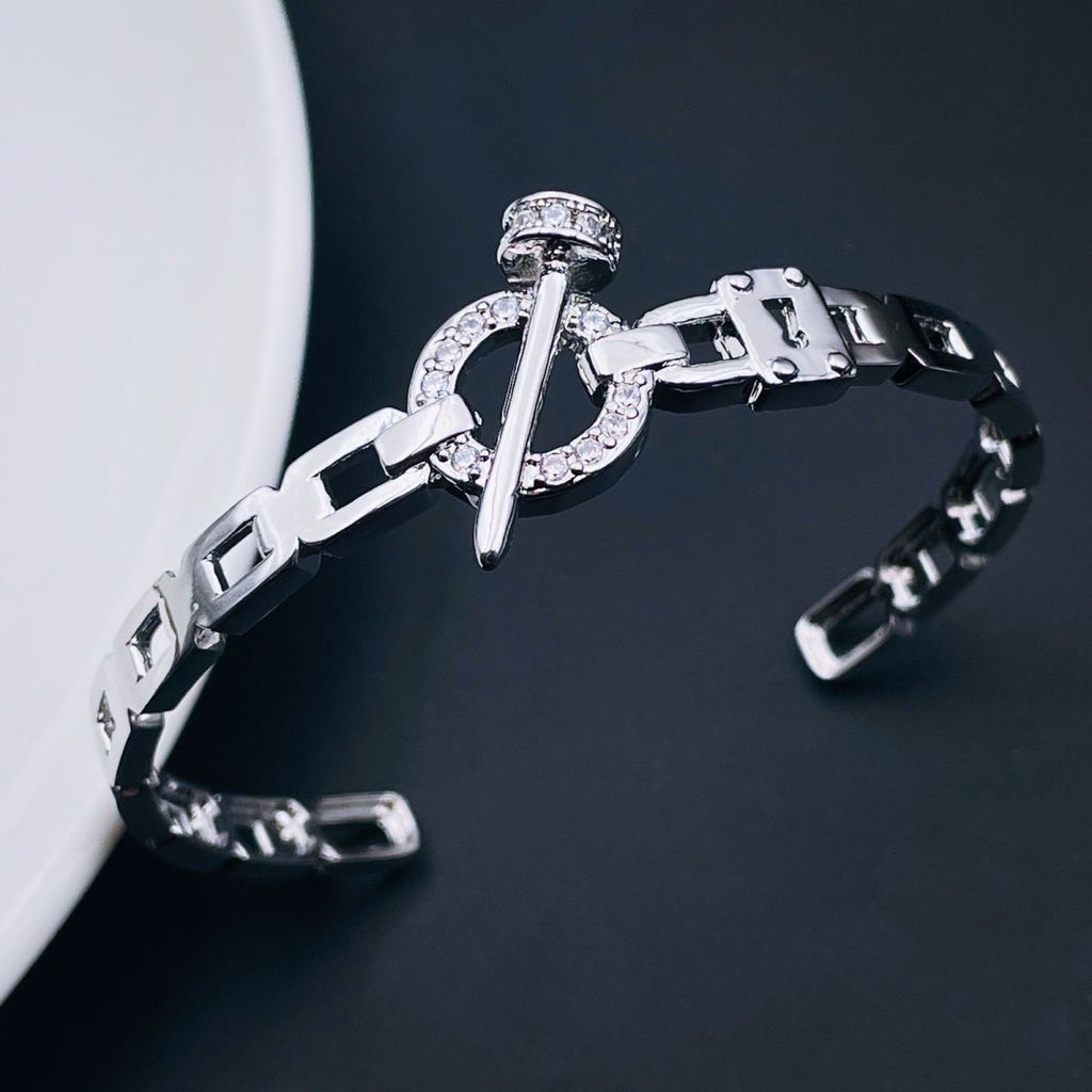 Link Nail Screw 18K Gold CZ Anti Tarnish Copper Cuff Kada Bangle Bulk