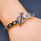 Link Nail Screw 18K Gold CZ Anti Tarnish Copper Cuff Kada Bangle Bulk