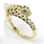 Spotted Black Panther Baguette Cubic Zirconia 18K Gold Kada  for Women