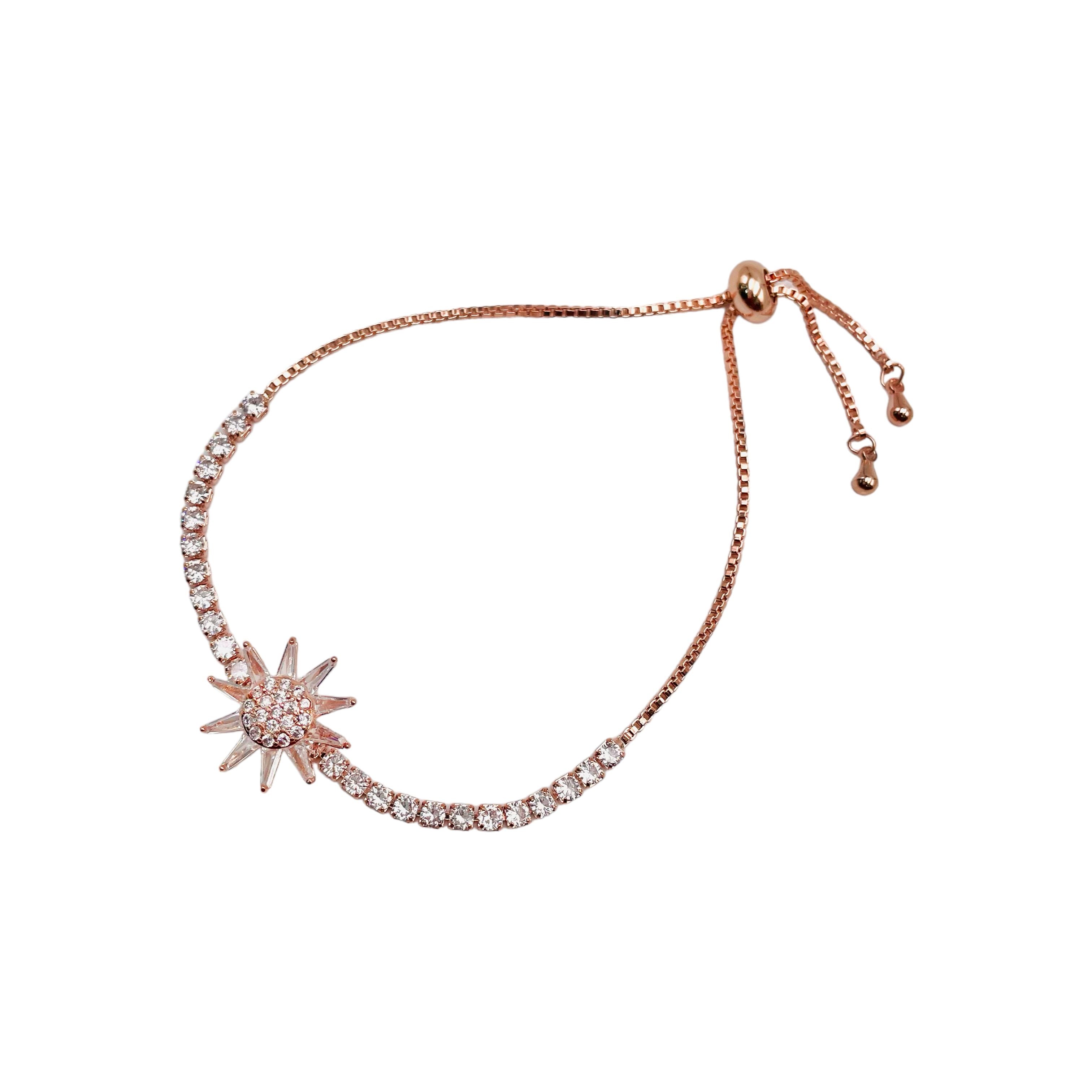 Rotating Trillion Flower Silver Adjustable Slider Bracelet Women Bulk