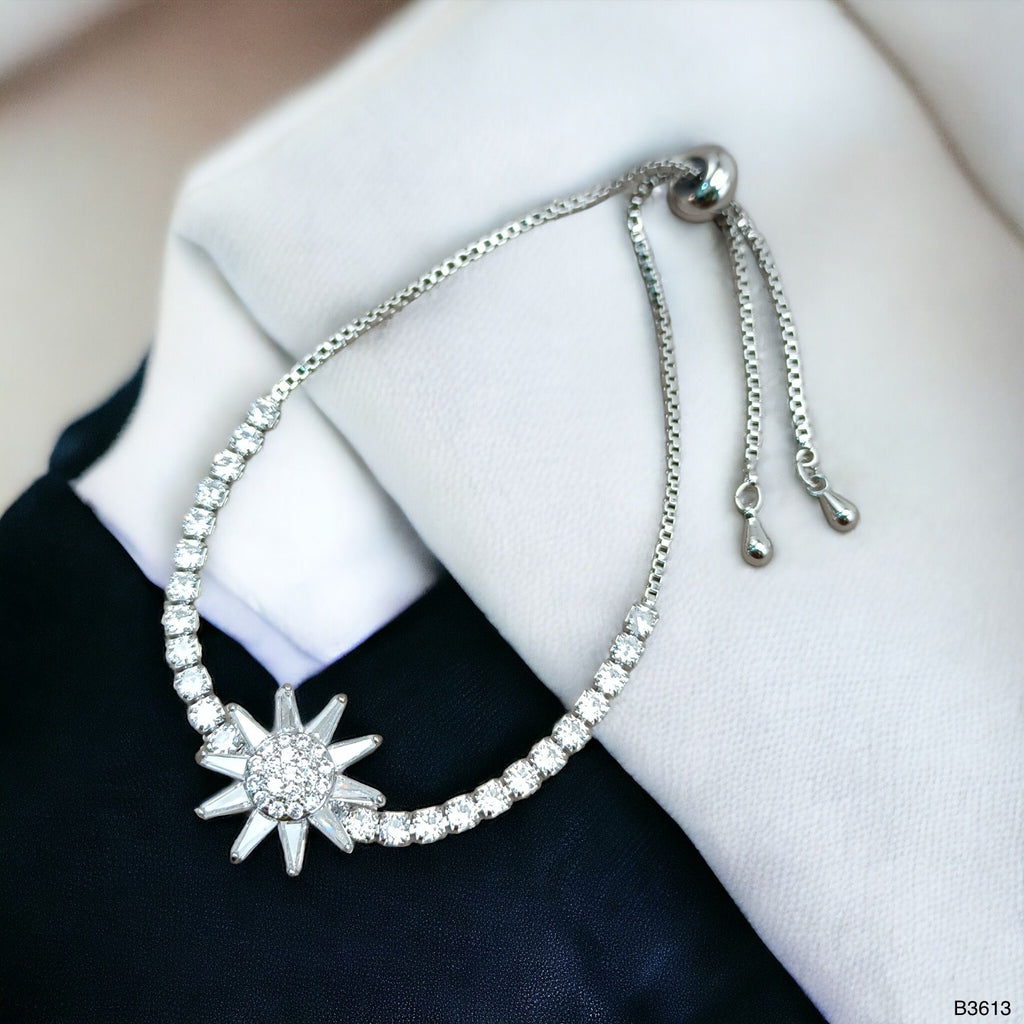 Rotating Trillion Flower Silver Adjustable Slider Bracelet Women Bulk