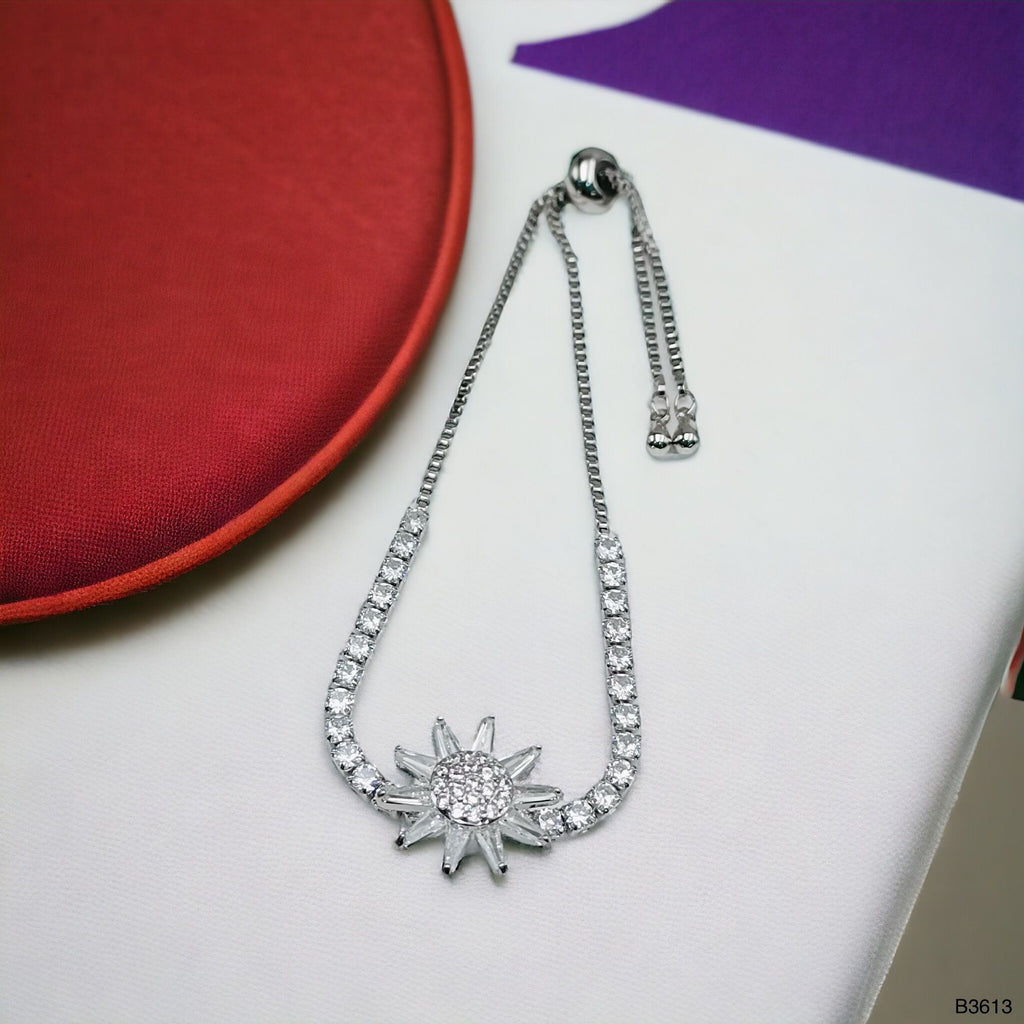 Rotating Trillion Flower Silver Adjustable Slider Bracelet Women Bulk