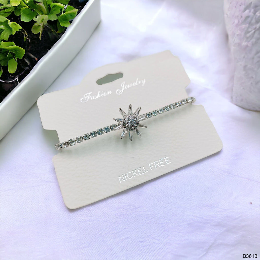 Rotating Trillion Flower Silver Adjustable Slider Bracelet Women Bulk