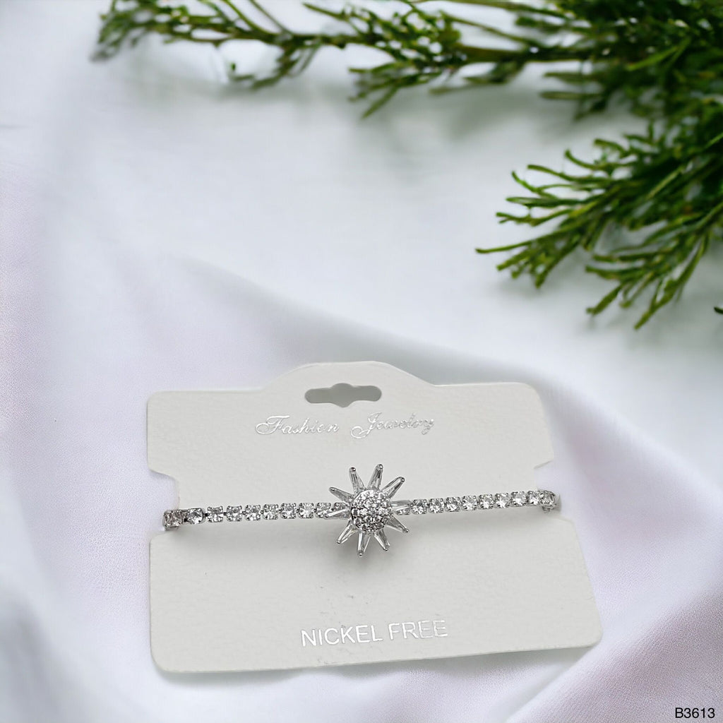 Rotating Trillion Flower Silver Adjustable Slider Bracelet Women Bulk