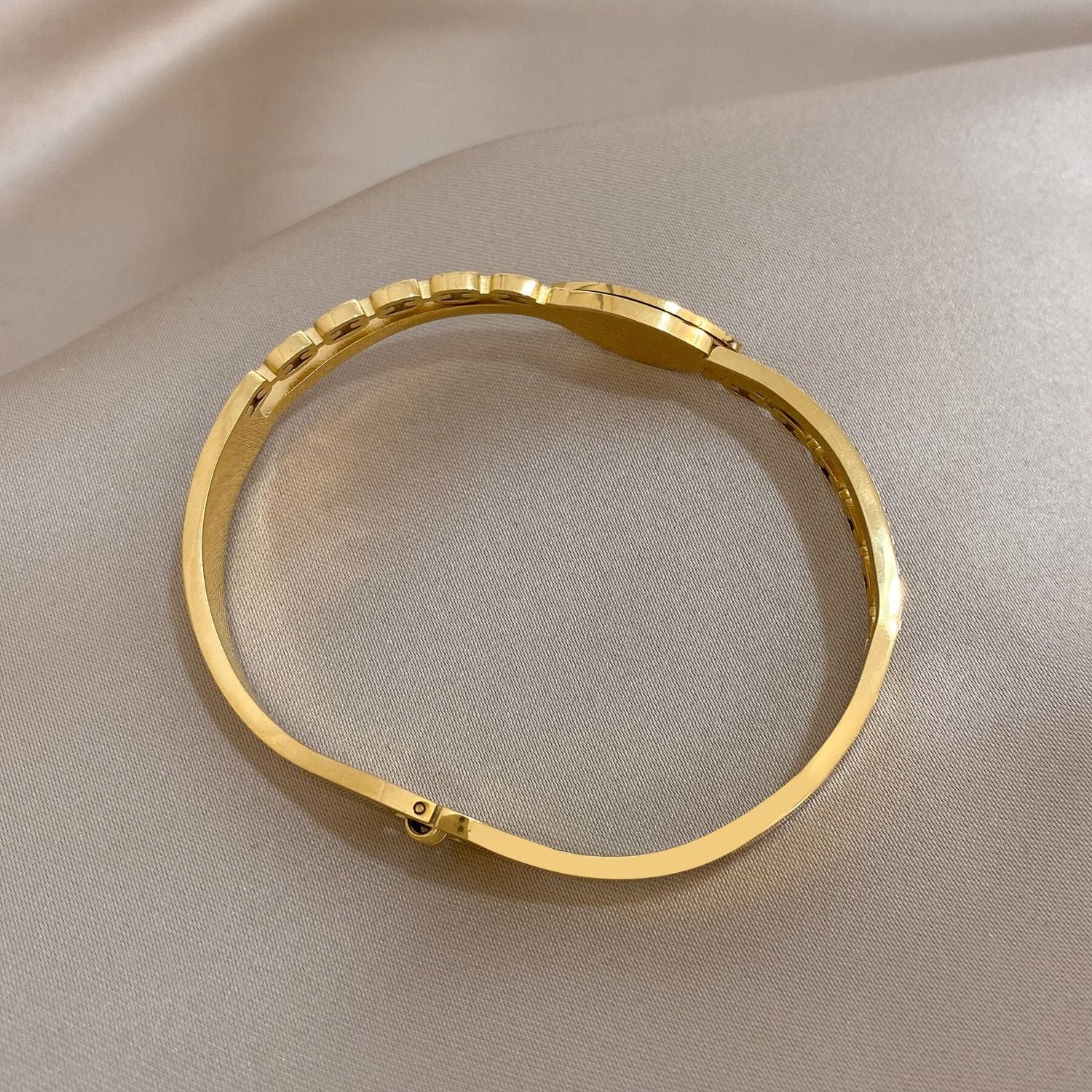 Mother of Pearl Evil Eye 18K Gold Stainless Steel Openable Kada Bracelets Womens
