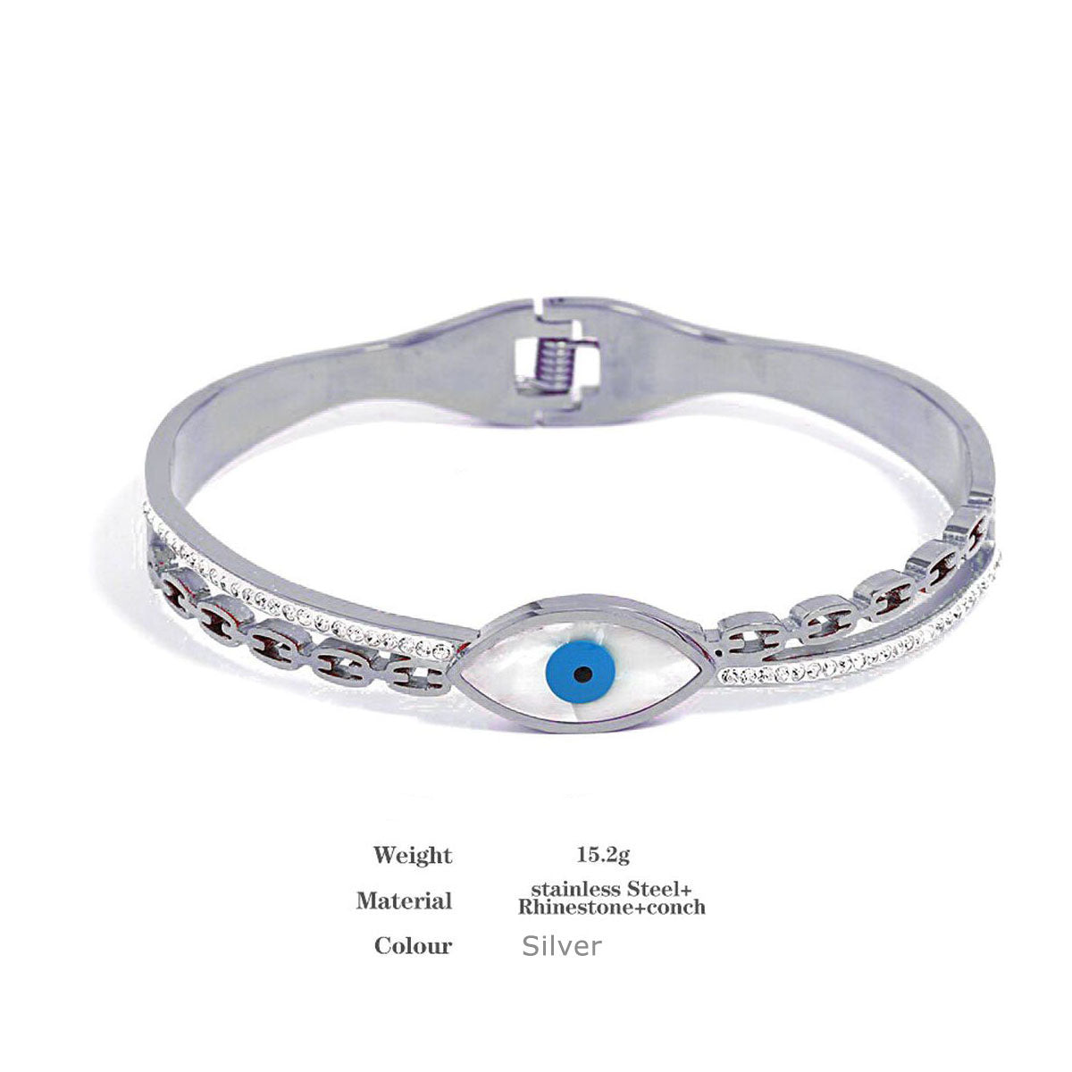 Mother of Pearl Evil Eye 18K Gold Stainless Steel Openable Kada Bracelets Womens