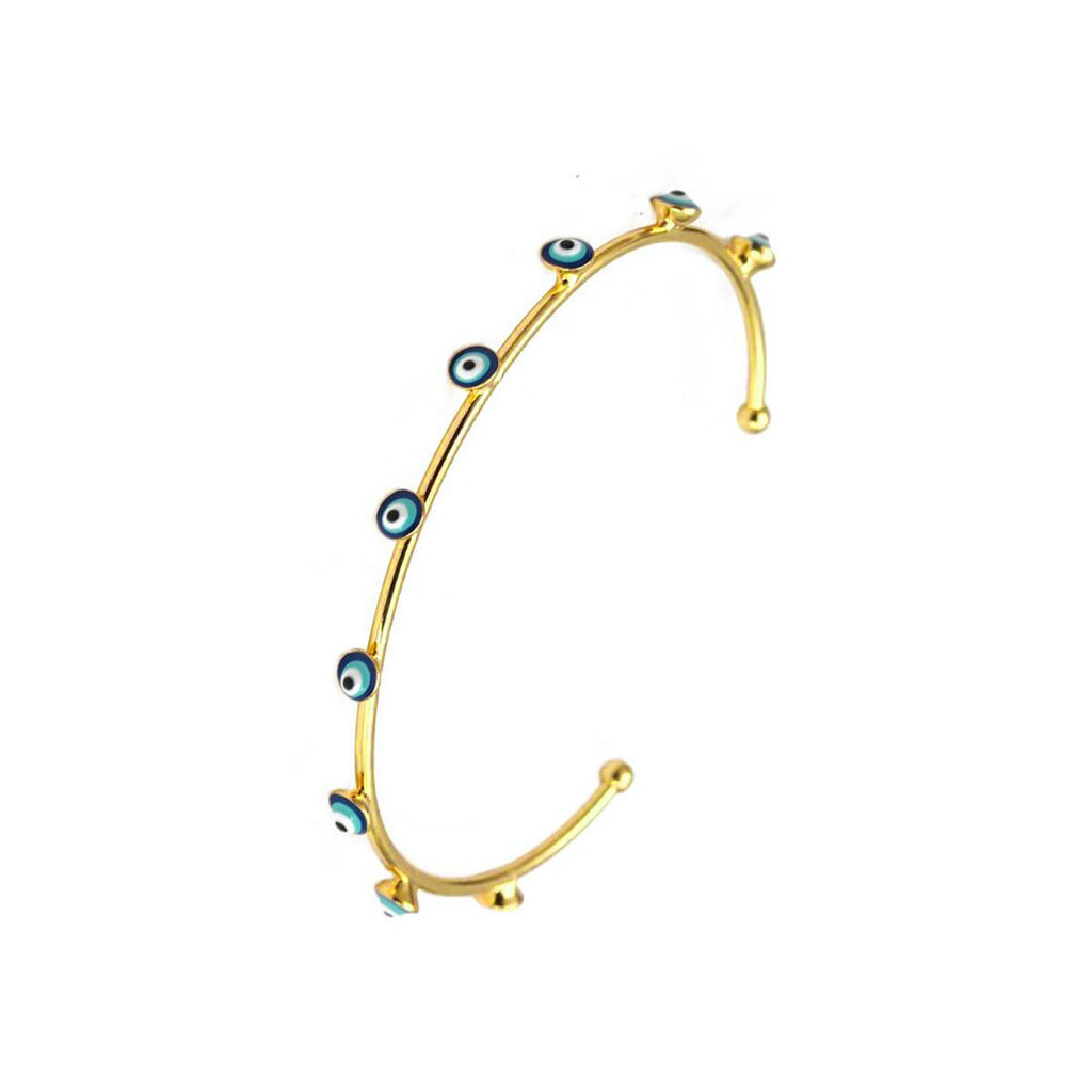 Nine Evil Eye 18K Gold Anti Tarnish Gold Cuff Kada Bangle Bulk