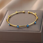 Nine Evil Eye 18K Gold Anti Tarnish Gold Cuff Kada Bangle Bulk