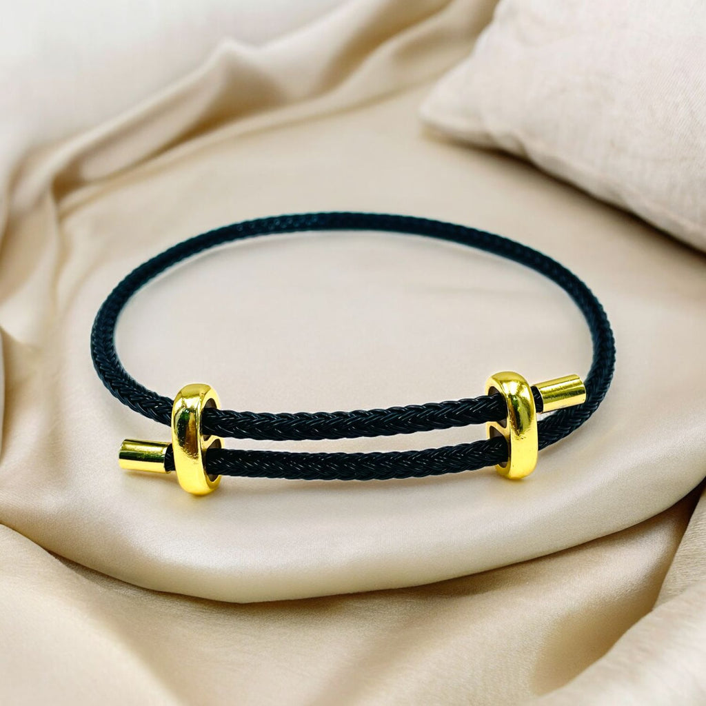 Slim Green 18K Gold Anti Tarnish Adjustable Threads Bracelet For Women