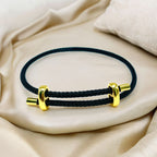 Slim Green 18K Gold Anti Tarnish Adjustable Threads Bracelet For Women