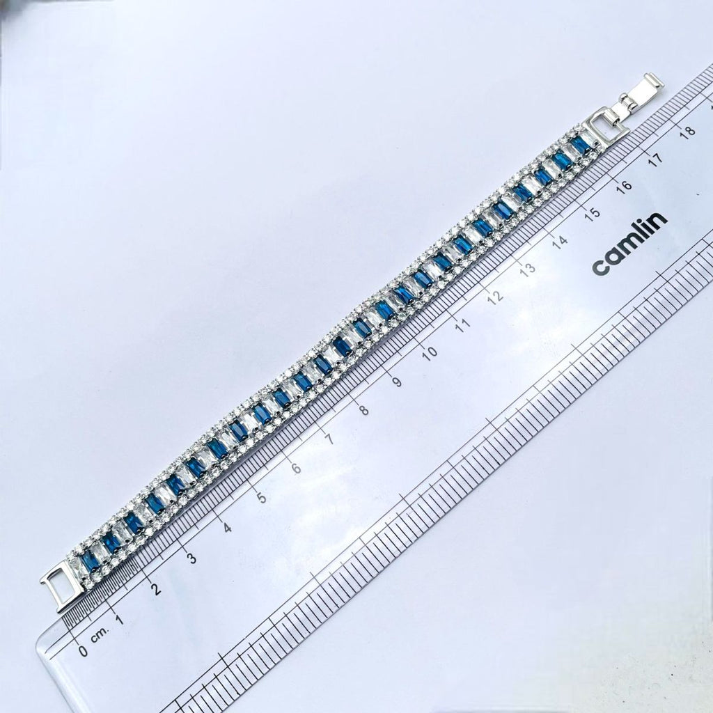 Green Emerald Baguette Cubic Zirconia Silver Tennis Bracelet Bulk