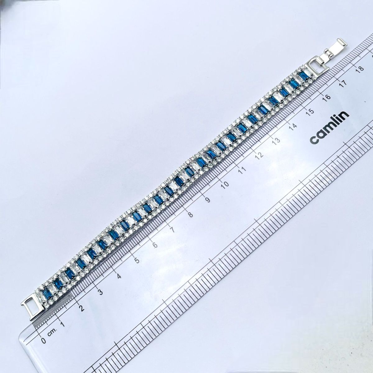 Green Emerald Baguette Cubic Zirconia Silver Tennis Bracelet Bulk