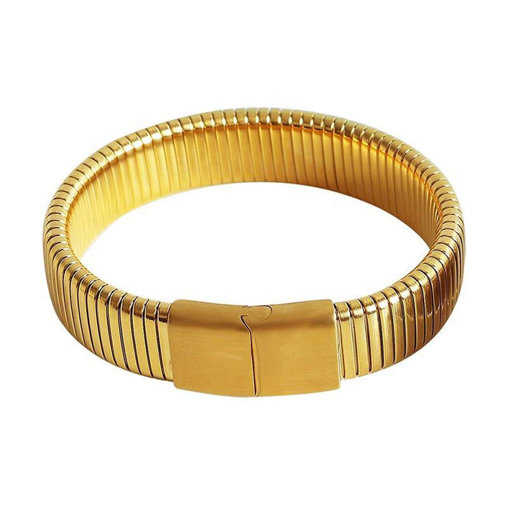 Cobra Snake 18K Gold Anti Tarnish Stainless Steel Magnetic Clasp Stretchable Bracelet For Women