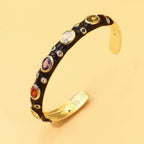 Oval CZ Crystal Black 18K Gold Anti Tarnish Kada Bracelet Bulk