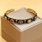 Oval CZ Crystal Black 18K Gold Anti Tarnish Kada Bracelet Bulk