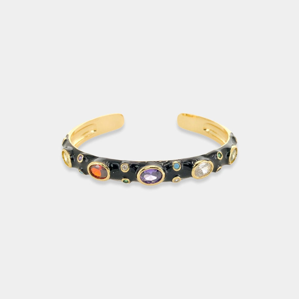 Oval CZ Crystal Black 18K Gold Anti Tarnish Kada Bracelet Bulk