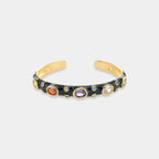 Oval CZ Crystal Black 18K Gold Anti Tarnish Kada Bracelet Bulk