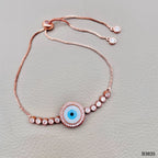 Evil Eye Mother Of Pearl CZ Rose Gold Anti Tarnish Bracelet Bulk