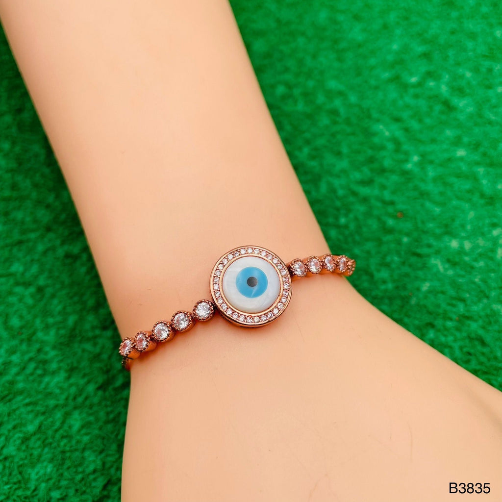 Evil Eye Mother Of Pearl CZ Rose Gold Anti Tarnish Bracelet Bulk