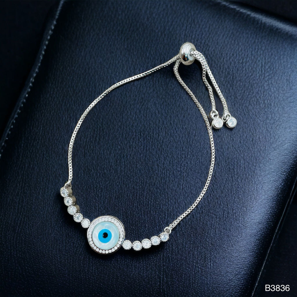 Evil Eye Mother Of Pearl CZ Rose Gold Anti Tarnish Bracelet Bulk